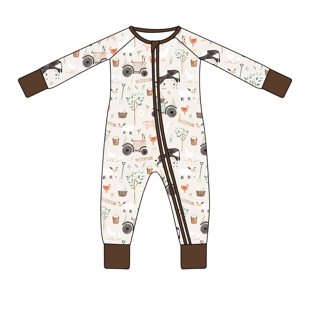 ओईएम विंटर ऑटम प्रिंटेड जंपसूट बेबी बॉय गर्ल कपड़े 0-3 महीने बांस ऑर्गेनिक कॉटन कम्फर्ट बेबी कपड़े बेबी रोम्पर्स