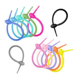 Colorful Silicone Twist Ties <b>Cable</b> Cord Wraps Management Organizer <b>Bag</b> Sealing Clips Reusable Bread Tie Food Saver Household Sna - Product Image 4