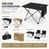 Table de camping pliante ultralégère, compacte et portable, avec plateau en tissu Oxford, pour la plage, la pêche, les pique-niques, avec porte-gobelets, mobilier d'extérieur