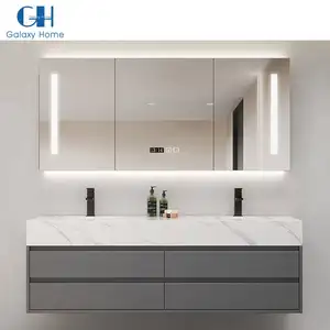 Tocador de baño con montaje en la pared, lavabo flotante resistente al agua, diseño Simple, tocador con espejo