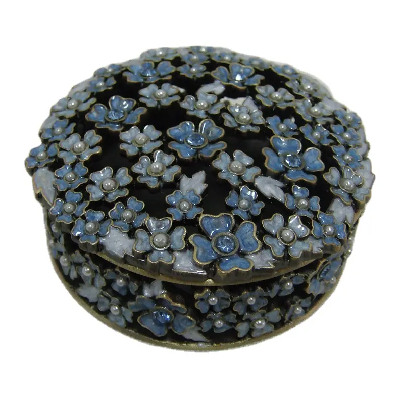 Abalorio vacío de aleación de Zinc con diseño de flores pequeñas para boda, caja de joyería, color azul, morado y amarillo