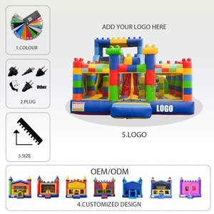 Château gonflable commercial extérieur avec toboggan pour enfants, coloris pastel, fabriqué en Chine - Product Image 5