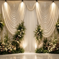 Muwei Stage Cantonnière de rideau sur mesure en soie de lait, blanche, avec draperies, pour décorations de mariage