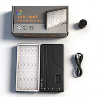 Lampe de poche portable RVB pleine couleur 14W alimentée par batterie, température de couleur réglable 2800K-6800K, mini lampe selfie pour téléphone portable