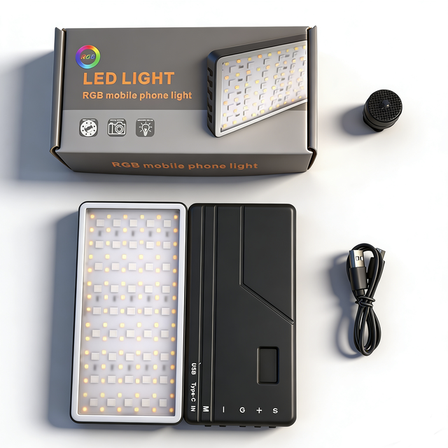 Portable RGB Full-Color 14W Battery-Powered Adjustable Color Temperature 2800K-6800K Pocket Light Mini Mobile Phone Selfie Light