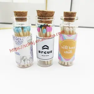Glass Bottle Jar Macaron Colorful Pink Small Colorful Matches Matchbook Deluxe Scented 2 Inch Christmas Gift