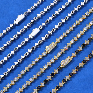 สร้อยคอเทนนิสฮิปฮอปแบบสั่งทำพิเศษประดับเพชรโมอิสซาไนต์ เงินแท้ 925  แบบ Iced Out Bling  ผ่านการทดสอบเพชร VVS - Product Image 4