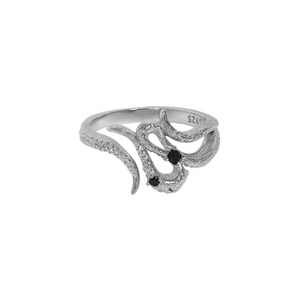 Anello regolabile in zircone in argento Sterling 925 serie di calamari con Texture - Product Image 1