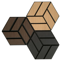 Panneaux acoustiques hexagonaux en fibre de bois au design moderne, panneaux muraux 3D en placage PET pour hôtel avec design graphique et garantie de 5 ans
