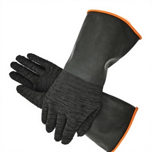 Heavy Duty Latex Rough Palm Rubber <b>Sandblasting</b> Gloves Industrial Chemical Resistant Wrinkle Grip Black Size M - Product Image 2