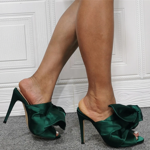 2021 New Arrivals Bow-knot Decor Band Women Sandals Round Peep Toe Slip-on Summer Pumps for Ladies Casual Slides <b>Shoes</b> Big Size - Product Image 5