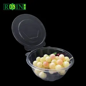Recipiente de comida giratório 32oz para animais, recipiente de plástico redondo para misturar salada de frutas com tampas