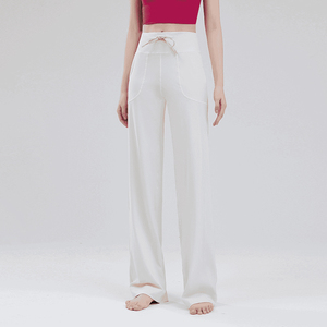 Pantalon de yoga taille haute à jambes larges avec poches Pantalon de survêtement de salon doux et respirant pour femme, pantalon d'entraînement décontracté - Product Image 5