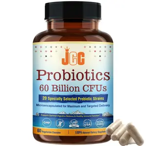 Probióticos 60 mil millones de CFU Cápsulas de grasa reductoras de la salud intestinal Mejora la absorción de nutrientes Cápsulas de mejora digestiva