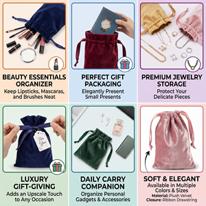 Wholesale 7x9cm Custom Ring Jewelry Packing Pouch Drawstring Gift Velvet Bag Necklace Earring Velvet Jewelry Pouch - Product Image 3