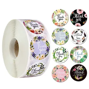 Ronde Bloemen Dank U Pakket Seal Labels Stickers Gestanst Voor Decoratie