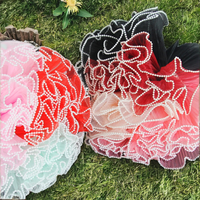Promo! Jaring Bunga Bergelombang Mutiara Ramah Lingkungan Bahan Polyester 28cm*4.5Y untuk Kemasan Buket Bunga, Kerut Bergelombang, Hari Valentine