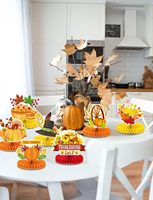 Décorations de table pour Thanksgiving, Décorations de table d'automne, Centres de table en nid d'abeille pour tables de Thanksgiving, Festival de la récolte d'automne