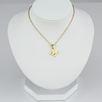 Collar de acero inoxidable chapado en oro para niños, cadena con colgante de 26 letras, 18k