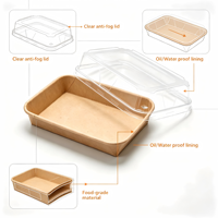 Barquette rectangulaire en papier kraft série EP avec couvercle transparent anti-buée en PET, jetable, pour sushis, vente en gros pour la restauration à emporter