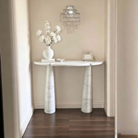 Table console moderne personnalisable en marbre de Carrare, style minimaliste, pour entrée de villa de luxe, salon, meubles de style panneau de bois