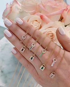 Promoción Europea EE. UU. Venta caliente Mujeres Joyería Chapado en oro Colorido Cz Lock Key Charm Collar - Product Image 4