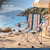 Chaise de jardin pliable en gros avec porte-gobelet latéral et logo et motif personnalisés pour l'extérieur, la plage et la côte