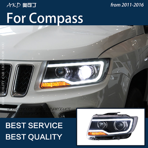 Luces de Coche para <span class=keywords><strong>Compass</strong></span> 2011-2016 Grand Cherokee, Faros LED DRL, Luz de Señal de Giro Dinámica, Diseño de Ojos de Ángel, Ensamblaje de Actualización - Product Image 2