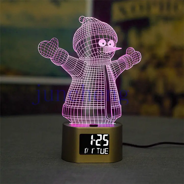 Promoção de anime desenho animado lâmpada led efeito 3d base de relógio noite disponível base de toque inteligente lâmpada de ilusão 3d presente especial