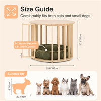 Table basse en bois de qualité supérieure 2-en-1 avec niche pour chien et lit donut intégré