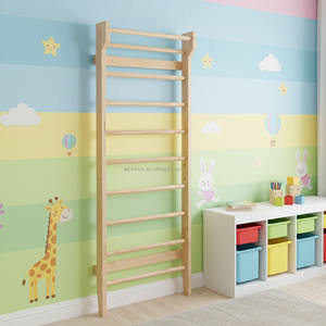 Mur d'escalade en bois pour enfants, aire de jeux intérieure 9-en-1, échelle murale de fitness style suédois pour enfants et adultes - Product Image 6