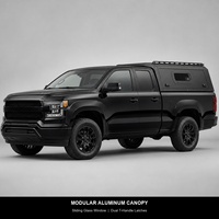 Bâche de benne modulaire en aluminium noir mat pour pick-up avec fenêtre coulissante latérale à aile de mouette et double poignée en T
