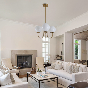 Lámpara de araña creativa de tres luces en color blanco estilo crema - Product Image 4