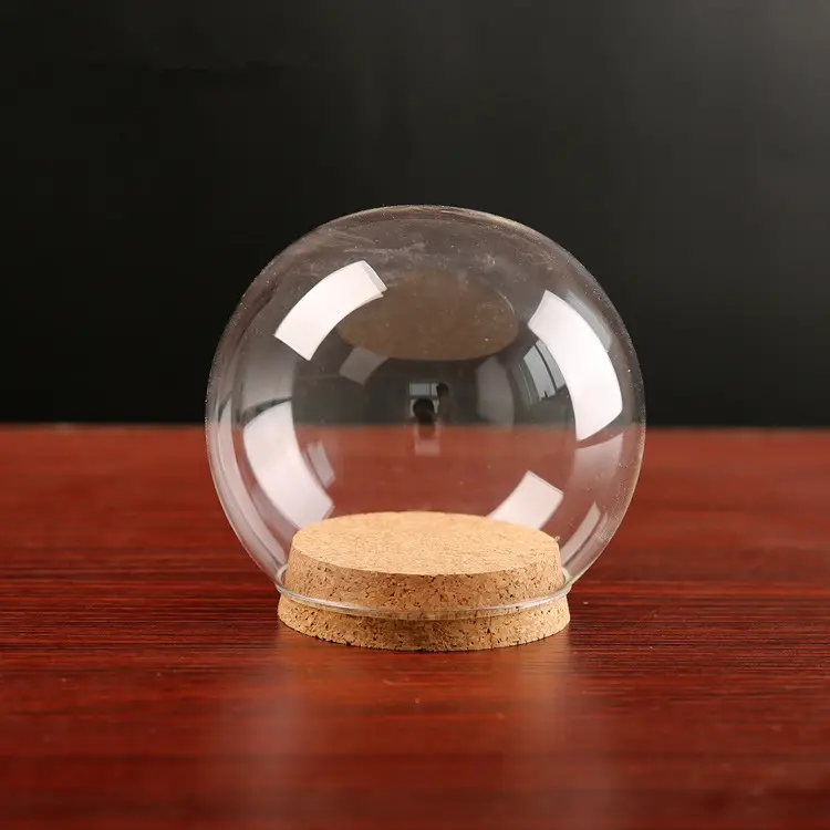 Bola de círculo em forma de 8 cm 10 cm, diâmetro artificial, venda quente, exibição de vidro, sino, base de madeira
