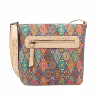 Tas dan dompet gabus untuk wanita tas ember selempang Mini dengan dompet ringan desain Bohemian antik cetak kustom
