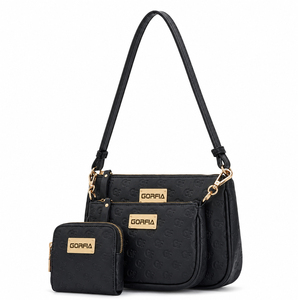 Ensemble de sacs à bandoulière pour femme en cuir PU rose personnalisé avec porte-monnaie assorti et pochette avant, sac à main décontracté pour tous les jours - Product Image 2