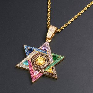 Collier pendentif Hip Hop micro-encart Zircon Satellite juif cinq étoiles Hip Hop de haute qualité - Product Image 3