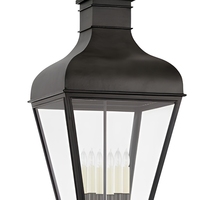 Luminaire suspendu en métal antique Cano Lighting, lanterne à dessus incurvé avec côtés en verre transparent, décoration élégante pour l'entrée