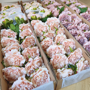 عالية الجودة اليدوية الاصطناعية الجذعية واحدة لمسة حقيقية رئيس كبير اللاتكس الحرير الأبيض الوردي زهرة الفاوانيا الزفاف التخرج المنزل - Product Image 6