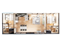 Casa Contenedor de Lujo Expandible con Panel Sándwich Aislado, Apartamento Modular Moderno de Doble Ala para Villa, 20ft 40ft