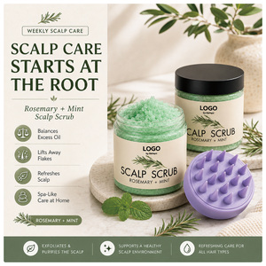 Gommage pour le cuir chevelu à la rosemaine, exfoliant et <span class=keywords><strong>shampoing</strong></span> 2-en-1, traitement capillaire au sel de Mer avec masseur en silicone - Product Image 3