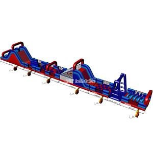 Leuke Ninja Krijger Obstakels Leuke Opblaasbare Running Race Ninja Krijger Opblaasbare Bounce Huis Hindernisbaan Voor Volwassenen