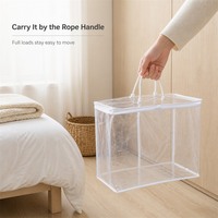 Sac de rangement transparent avec fermeture éclair et poignées en corde