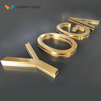 Enseigne personnalisée Carrey en métal 3D pour extérieur, enseigne murale pour café, lettres décoratives pour chaîne de marques, panneau publicitaire en laiton doré et acier inoxydable