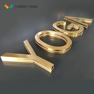 カスタム金属ロゴ3Dウォールサインブランドカスタム文字装飾ゴールド真鍮ステンレス鋼3Dデザイン金属ロゴ