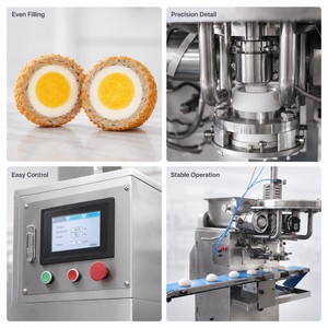Máquina Encrustadora Automática de Alta Eficiencia para <span class=keywords><strong>Cordon</strong></span> Bleu, Mooncake, Bolas de Pescado, Samosa, Kubba, Línea de Producción Controlada por PLC - Product Image 3