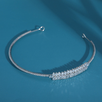 Serre-tête de luxe en alliage avec zircone cubique, diadème de mariée minimaliste à double rangée, bandeau de cheveux géométrique en CZ pour femme, vente en gros