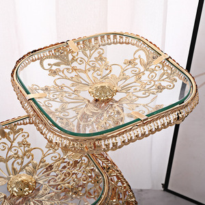 صحن طعام تركي فاخر عالي الجودة 3 طبقات وصحن حديد مستدير من Qian Hu مع حامل كيك فواكه معدني وزجاج - Product Image 3