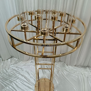 Centres de table élégants pour réceptions de mariage, 12 bras, chandelier en métal doré - Product Image 4