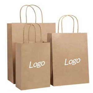 Sacs de shopping en papier kraft biodégradable écologiques en gros, logo personnalisé, sacs cadeaux bruns, recyclables - Product Image 6
